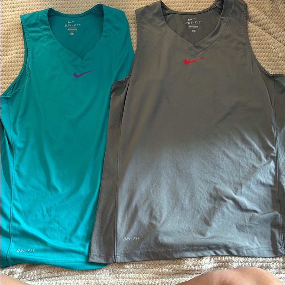 Nike Dri-FIT Blue and Gray Tank Tops